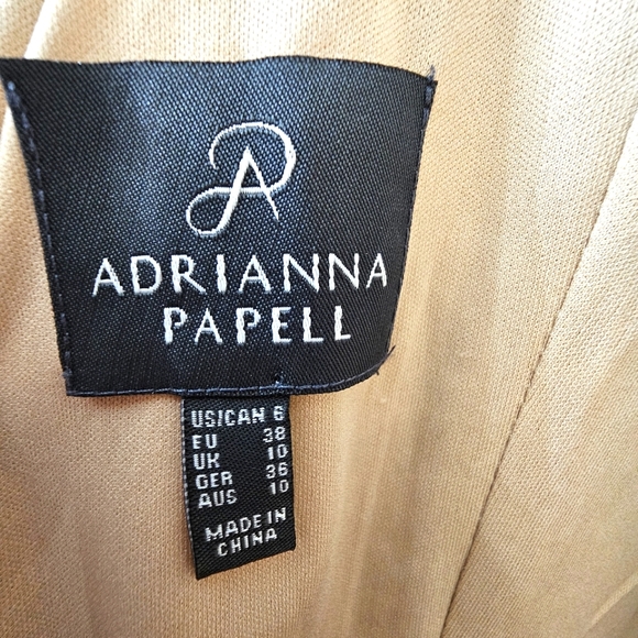 Nwot Adrianna Papell Cable Knit Cap Sleeves Gold Geometric Sequin Cocktail Dress - Picture 4 of 17